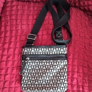 Chic Black and Gray Patterned Messenger Bag